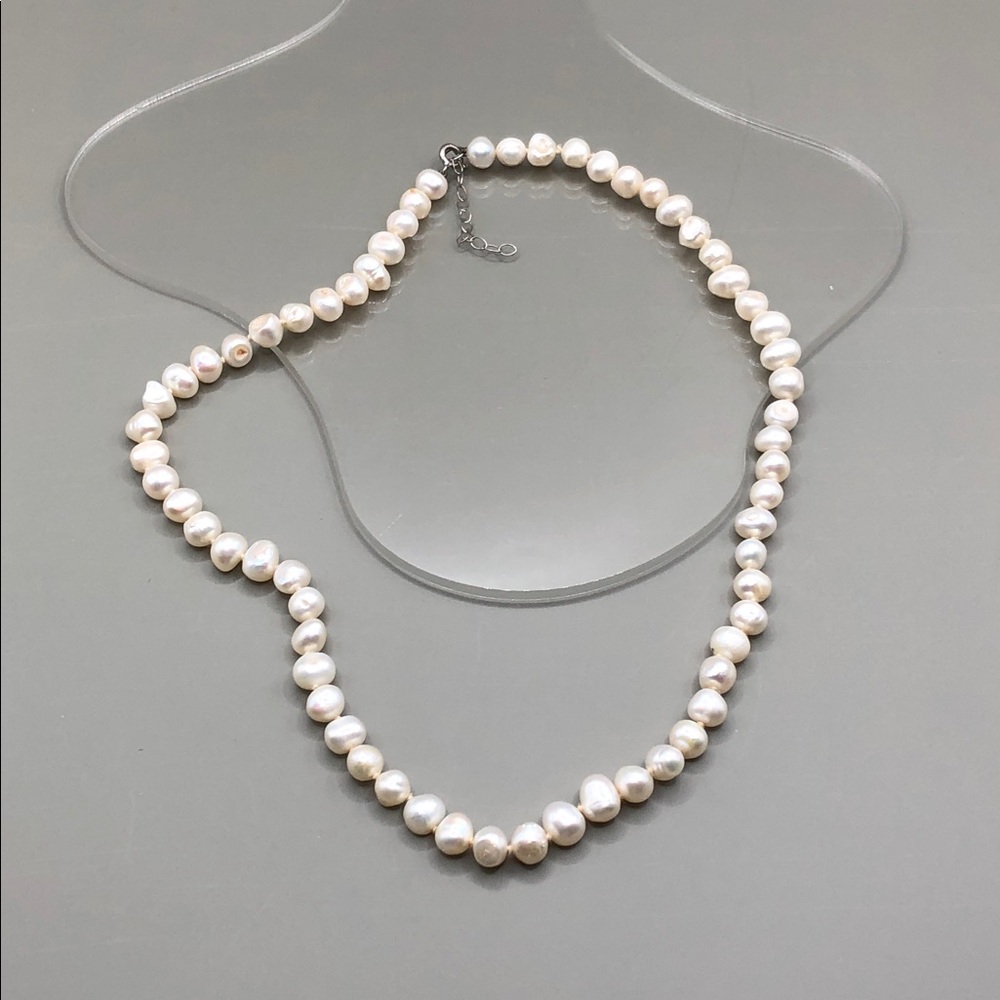 Genuine cultured baroque pearls necklace sterling silver 925 clasp classic style